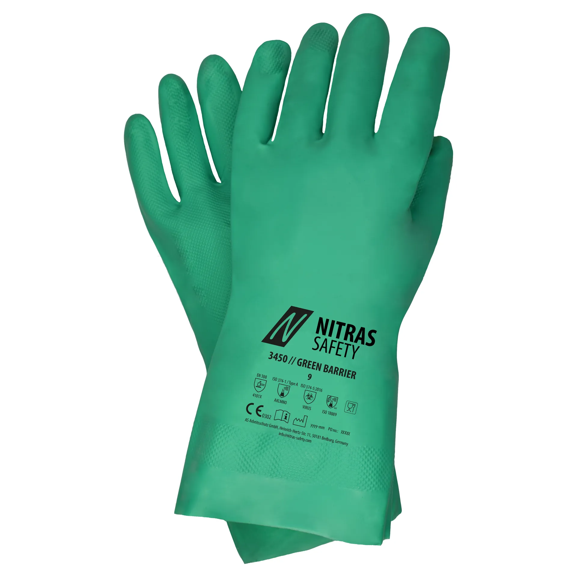 NITRAS GREEN BARRIER, Chemikalienschutzhandschuhe, grün, EN 388, EN ISO 374 (3450)