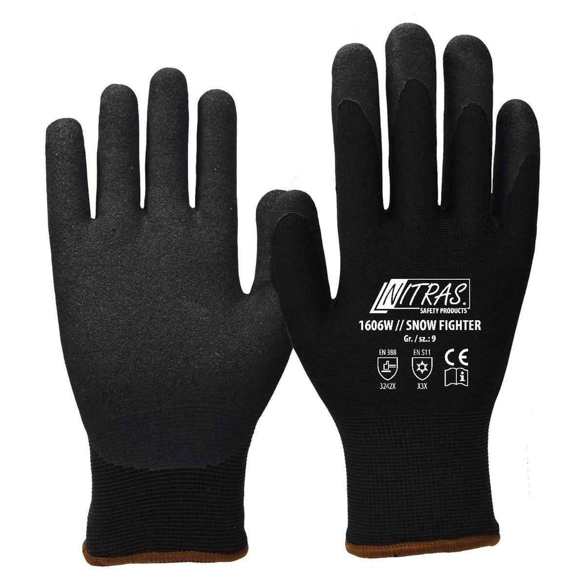 NITRAS SNOW FIGHTER, Winterhandschuhe, schwarz, EN 388, EN 511 (1606W)