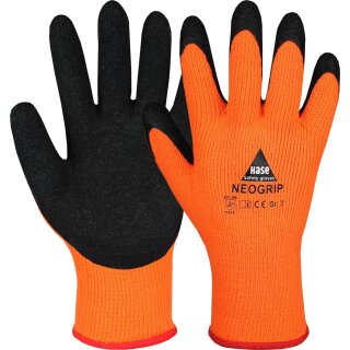 NEOGRIP-ORANGE gestrickter Handschuh / Innenhandfläche u. Fingerkuppen Latex beschichtet