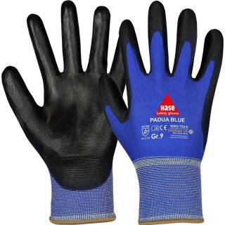 PADUA blue, 5-Fg.-Sicherheitshandschuhe, Nylon/PU, waschbar Gr. 6-11, CE CAT II, EN 420, EN 388, OEKO-TEX®