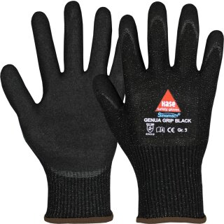 GENUA Grip Black, 5-Fg.-Sicherheitshandschuhe, schnittfest Gr. 7-11, CE CAT II, EN 420, EN 388