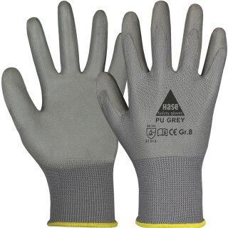 PU Grey Feinstrick Handschuh mit Soft-PU Beschichtung, grau nahtlos, ergonomisch, CE CAT 2, EN 388