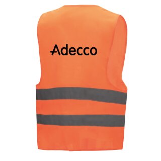 NITRAS Warnschutz-Weste orange EN ISO 20471 (7110) inkl. Druck: "Adecco" - Position Rücken - Farbe: schwarz