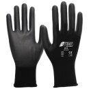 NITRAS Nylonhandschuhe m. PU-Beschichtung -schwarz 6215
