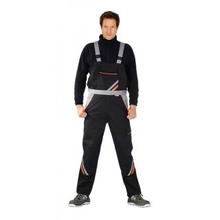 Planam Visline Latzhose 290 g/m²  schwarz/orange/zink 44