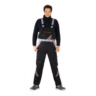 Planam Visline Latzhose 290 g/m²  schwarz/orange/zink 56